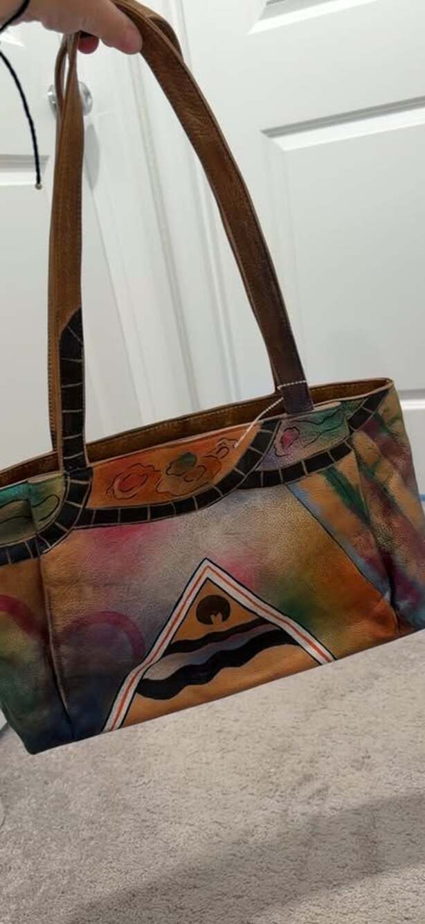 Designer bag Colorful Hand Painted Leather Tote Bag